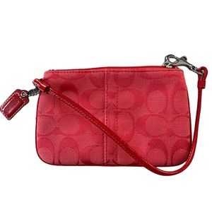 Red Coach Signature Wristlet